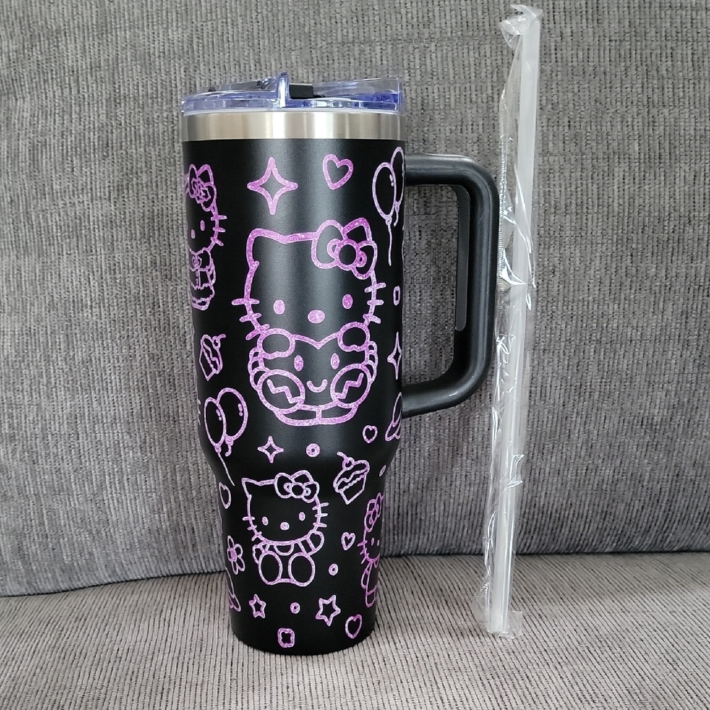 Hello Kitty Black and Pink Tumbler with Straw